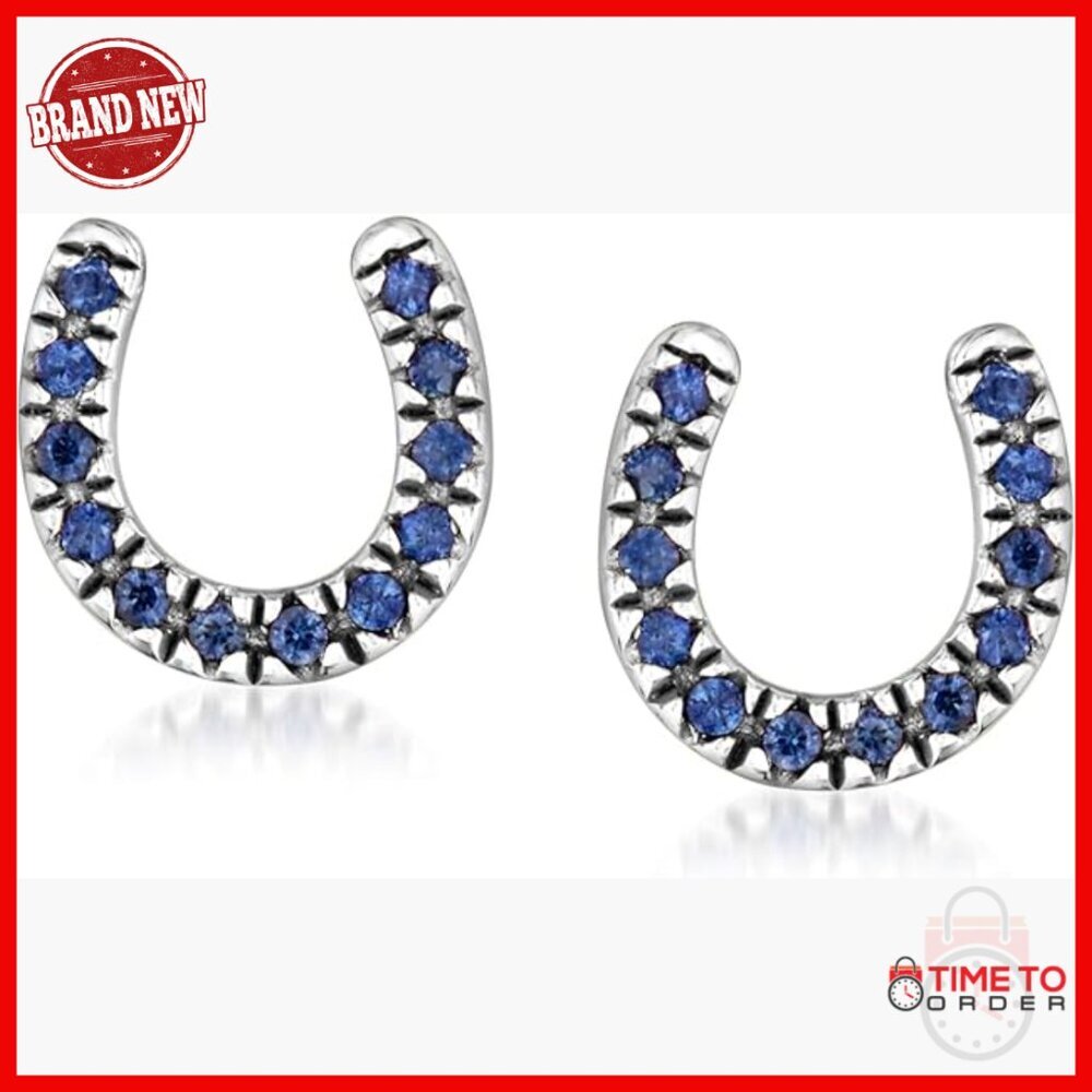 Sterling Silver Sapphire Drop Earrings, 0.10 ct, Post Backing - Picture 1 of 4